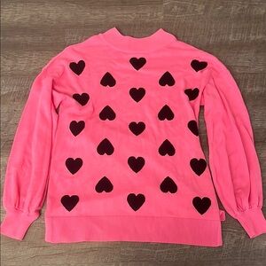 Pink Sweater with Black Heart Pattern
